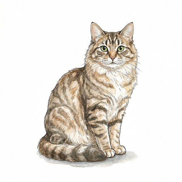 Watercolour illustration of a cat — Animals category