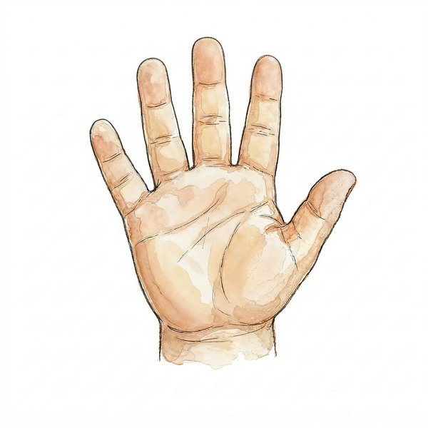 Watercolour illustration of a hand — Body category